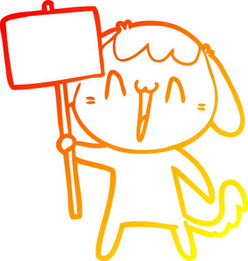 Bir insan tarafından çizilmiş sevimli bir köpeğin sıcak çizgi çizgisi.