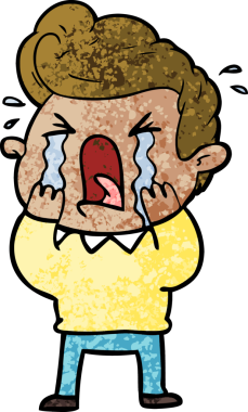 Bir insan tarafından çizilmiş ağlayan bir karikatür.