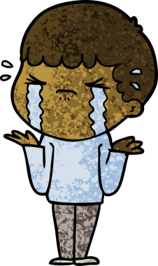 Bir insan tarafından çizilmiş ağlayan çizgi film adamı.