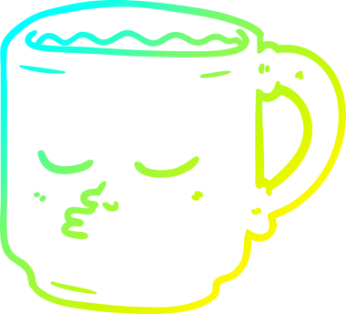 Bir insan tarafından çizilmiş bir kahve fincanının soğuk gradyan çizimi