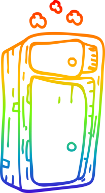 Gökkuşağı gradyan çizgi çizimi bir insan tarafından çizilmiş tozlu bir kabine