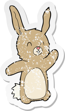 Bir insan tarafından çizilmiş mutlu tavşan çizgi filminin gerilimli yapıştırması.