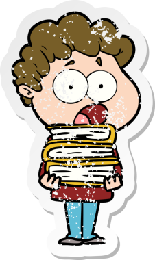 Bir insan tarafından çizilen şaşkınlık içinde soluk soluğa kalmış bir çizgi film karakterinin sıkıntılı çıkartması.