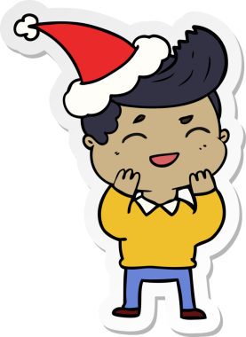 Bir insanın çizdiği Noel Baba şapkasıyla gülen bir adamın el yazısı.