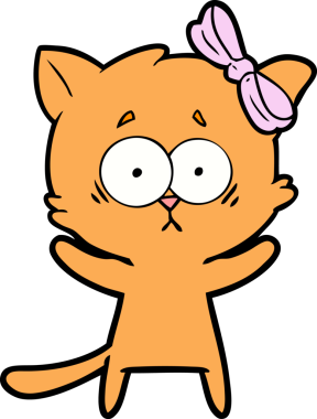 Bir insan tarafından çizilmiş çizgi film kedisi.