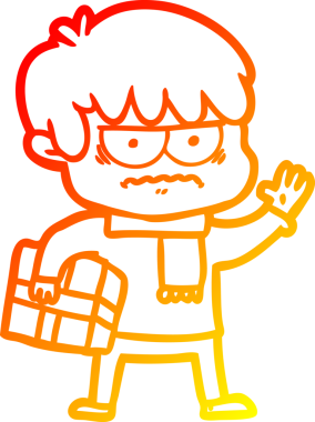 Bir insan tarafından çizilmiş kızgın çizgi film çocuğunun sıcak çizgi çizimi.