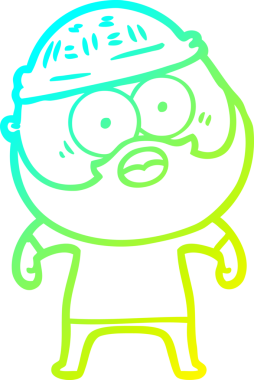 Bir insan tarafından çizilmiş sakallı bir karikatür çizimi.