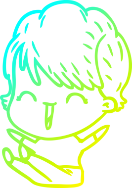 Bir insan tarafından çizilmiş gülen bir karikatür çizimi.