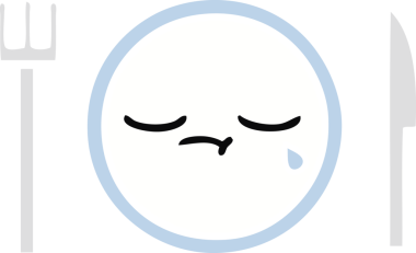 Bir insan tarafından çizilmiş yemek tabağının düz renkli retro karikatürü