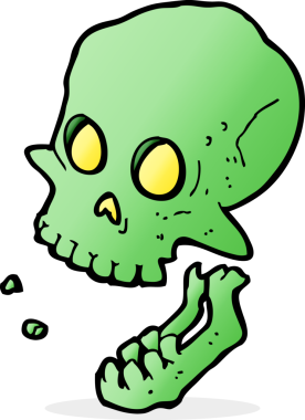 Bir insan tarafından çizilmiş gülen kafatası.