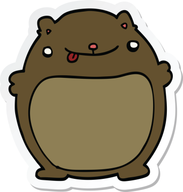 Bir insan tarafından çizilmiş şişman bir ayının çıkartması.