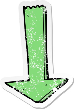 Bir insan tarafından çizilmiş ok şeklindeki karikatür çıkartması.