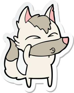 Bir insan tarafından çizilmiş bir kurt çizgi filminin etiketi.