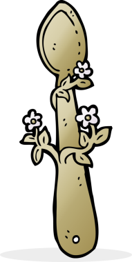 Bir insan tarafından çizilmiş tahta kaşık.