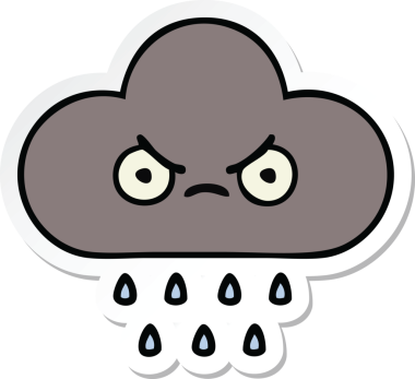 Bir insan tarafından çizilmiş şirin bir fırtına bulutunun çıkartması.