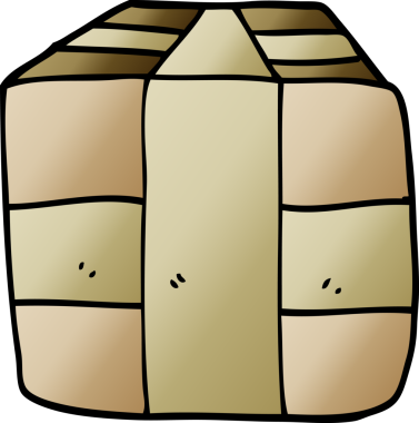 Bir insan tarafından çizilmiş kahverengi kağıda sarılmış karalama paketi.