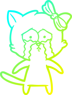 Bir insan tarafından çizilen çizgi film kedisinin soğuk gradyan çizgisi.