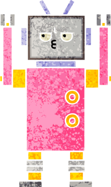 Bir insan tarafından çizilmiş bir robotun retro çizim tarzı karikatürü