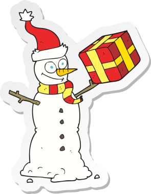 Bir insan tarafından çizilmiş bir kardan adamın çıkartması.