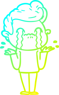 Bir insan tarafından çizilmiş ağlayan bir çizgi film karakteri çizimi.