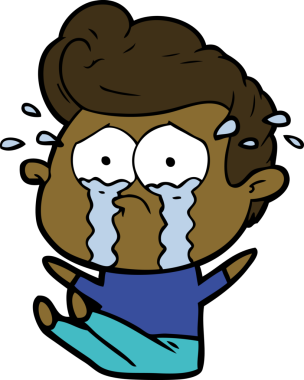 Çizgi filmdeki ağlayan adam bir insan tarafından çizilmiş yerde oturuyordu.