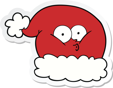 Bir insan tarafından çizilmiş Noel Baba şapkasının çıkartması.