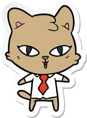 Bir insan tarafından çizilmiş çizgi film kedisinin çıkartması.