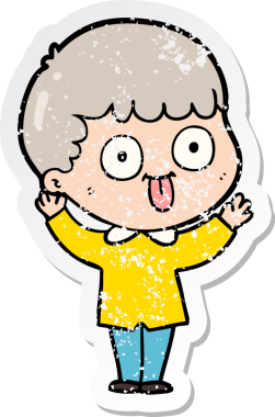 Bir insan tarafından çizilmiş karikatür adamın sıkıntılı çıkartması.