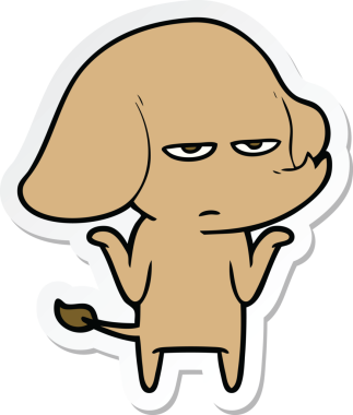 Bir insan tarafından çizilmiş kızgın bir filin çıkartması.