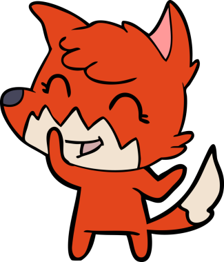 Bir insan tarafından çizilmiş mutlu çizgi film tilkisi.