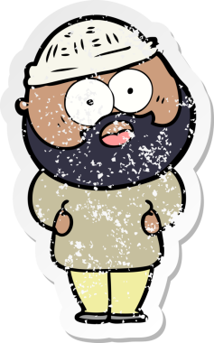 Bir insan tarafından çizilmiş sakallı bir adamın sıkıntılı çıkartması.