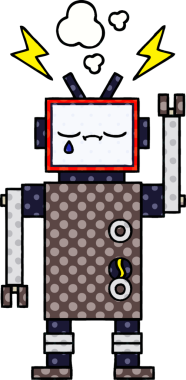 bir insan tarafından çizilmiş bir robotun çizgi roman tarzı