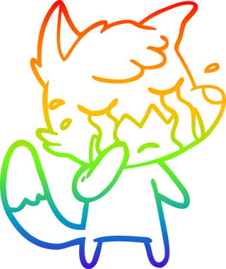 Bir insan tarafından çizilmiş ağlayan tilki çizgi filminin çizimi.