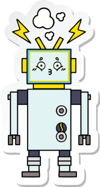 Bir insan tarafından çizilmiş şirin çizgi film robotunun çıkartması.