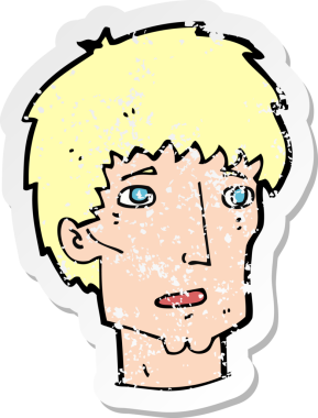 Bir insan tarafından çizilmiş endişeli bir çizgi filmin gerilimli çıkartması.