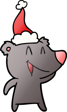 Gülen ayı eli bir insan tarafından çizilmiş Noel Baba şapkasının gradyan çizimi.