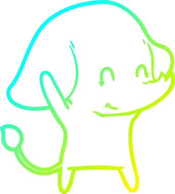 Bir insan tarafından çizilmiş şirin bir filin soğuk gradyan çizgisi