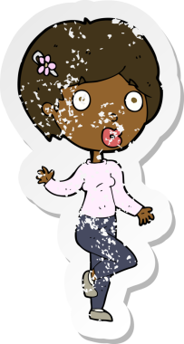 Bir insan tarafından çizilmiş bir karikatürün gerilimli çıkartması.