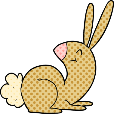 Bir insan tarafından çizilmiş şirin çizgi film tavşanı.