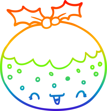 Gökkuşağı gradyan çizgisi bir insan tarafından çizilmiş şirin bir noel pudinginin çizimi