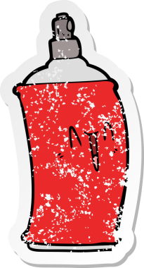 Bir insan tarafından çizilmiş, sıkıntılı bir çizgi film çıkartması.