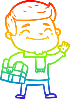 gökkuşağı gradyanı çizimi bir insan tarafından çizilmiş mutlu bir çizgi film adamı