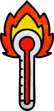 Bir insan tarafından çizilmiş sıcak cam termometrenin retro grunge desen karikatürü