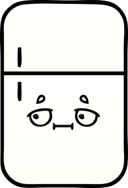 Bir insan tarafından çizilmiş bir buzdolabının gölgelenmiş karikatürü.