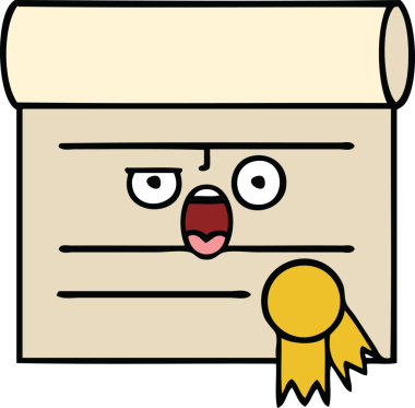 Bir insan tarafından çizilmiş şirin bir sertifika karikatürü.