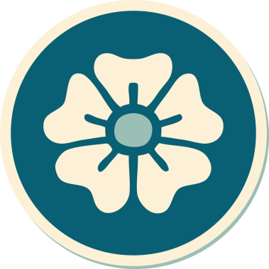 Bir insan tarafından çizilmiş geleneksel bir çiçek stiliyle dövme çıkartması.