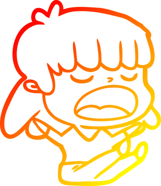 Bir insan tarafından yüksek sesle çizilmiş bir çizgi film kadını çizimi.