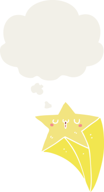 Düşünce baloncuğu olan bir çizgi film yıldızı insan tarafından çizilmiş.