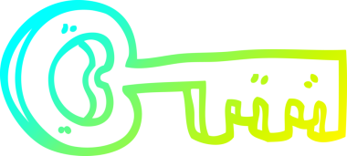 Bir insan tarafından çizilen altın anahtarın soğuk gradyan çizgisi.