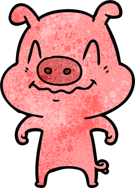 Bir insan tarafından çizilmiş sinirli çizgi film domuzu.